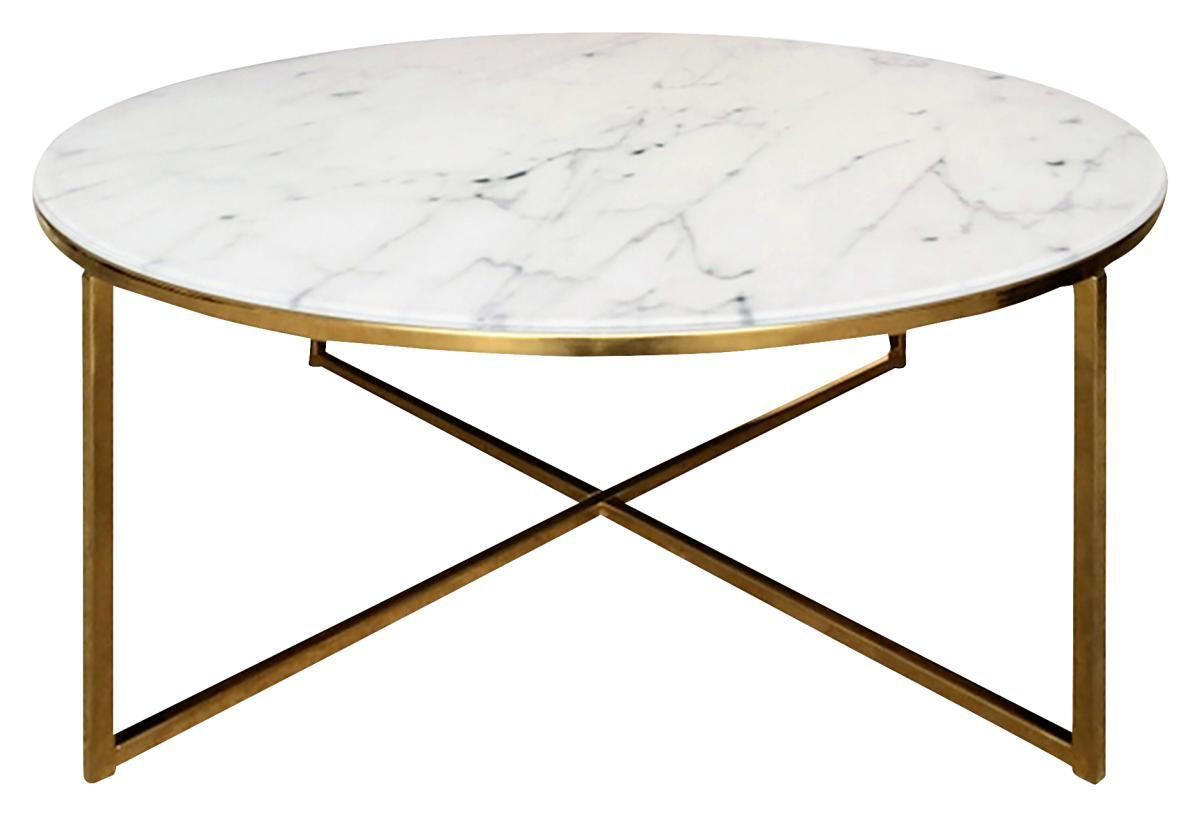 COUCHTISCH in Metall, Glas 80/80/45 cm  - Weiss/Goldfarben, Trend, Glas/Metall (80/80/45cm) - Ambia Home