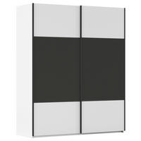 SCHWEBETÜRENSCHRANK 162/223/68 cm 2-türig Graphitfarben, Weiß  - Schwarz/Graphitfarben, KONVENTIONELL, Holzwerkstoff/Metall (162/223/68cm) - Novel