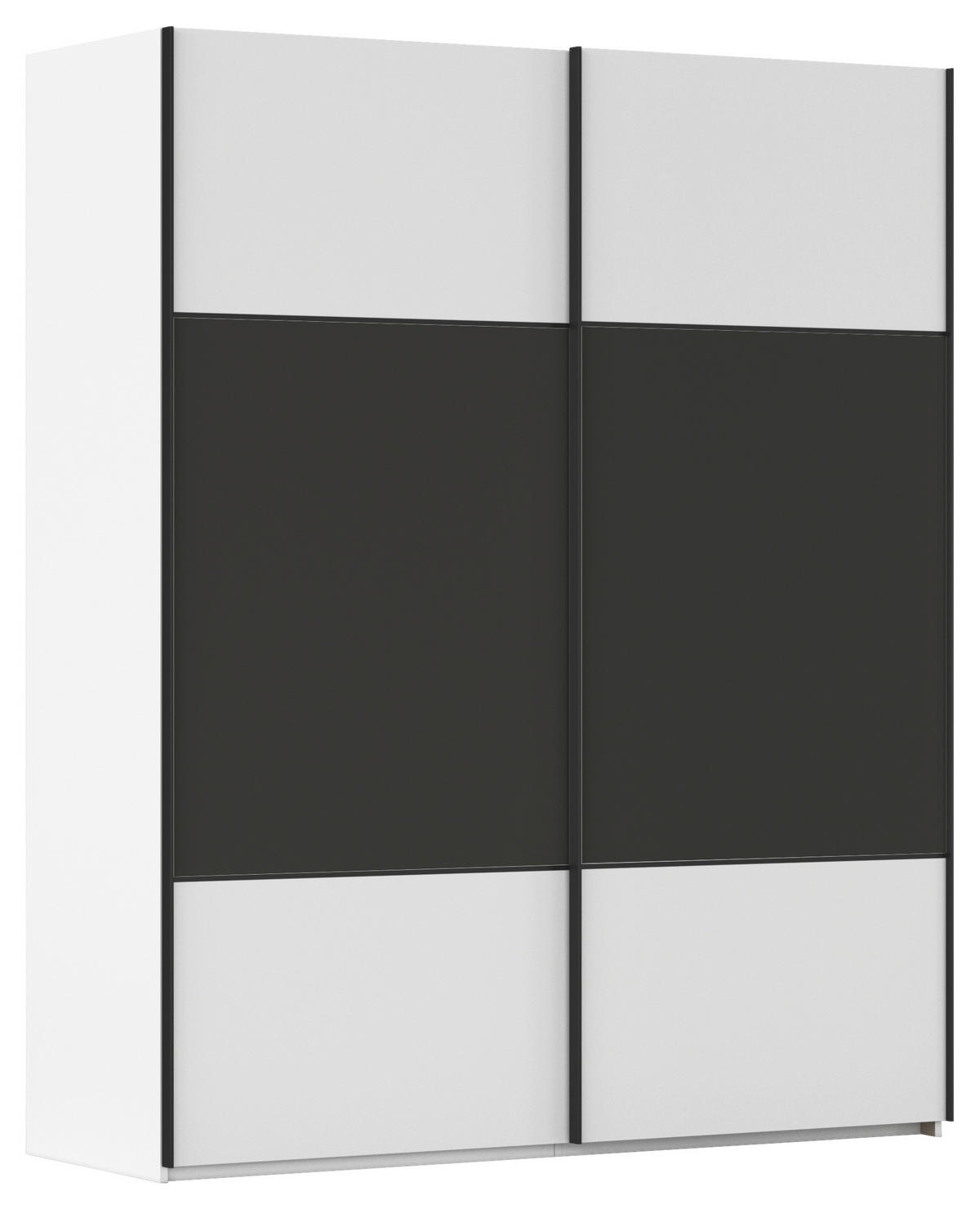 SCHWEBETÜRENSCHRANK 162/223/68 cm 2-türig Graphitfarben, Weiß  - Schwarz/Graphitfarben, KONVENTIONELL, Holzwerkstoff/Metall (162/223/68cm) - Novel