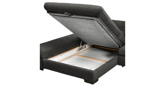 ECKSOFA  in Flachgewebe Dunkelgrau  341/204 cm  - Dunkelgrau/Schwarz, Design, Textil/Metall (341/204cm) - Xora