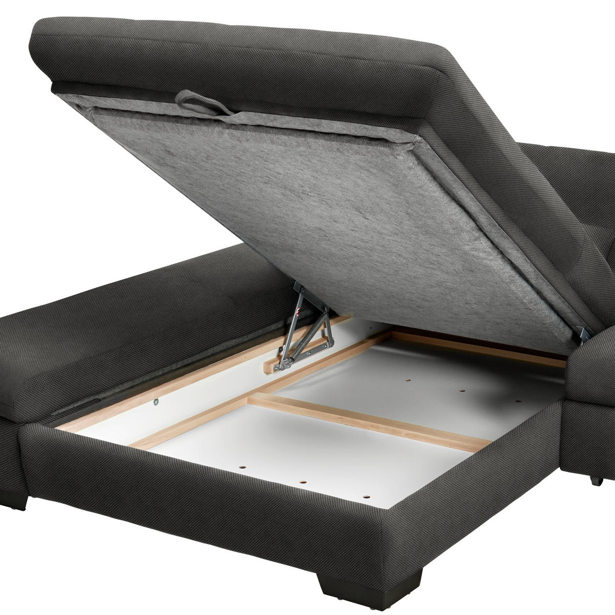 ECKSOFA  in Flachgewebe Dunkelgrau  341/204 cm  - Dunkelgrau/Schwarz, Design, Textil/Metall (341/204cm) - Xora