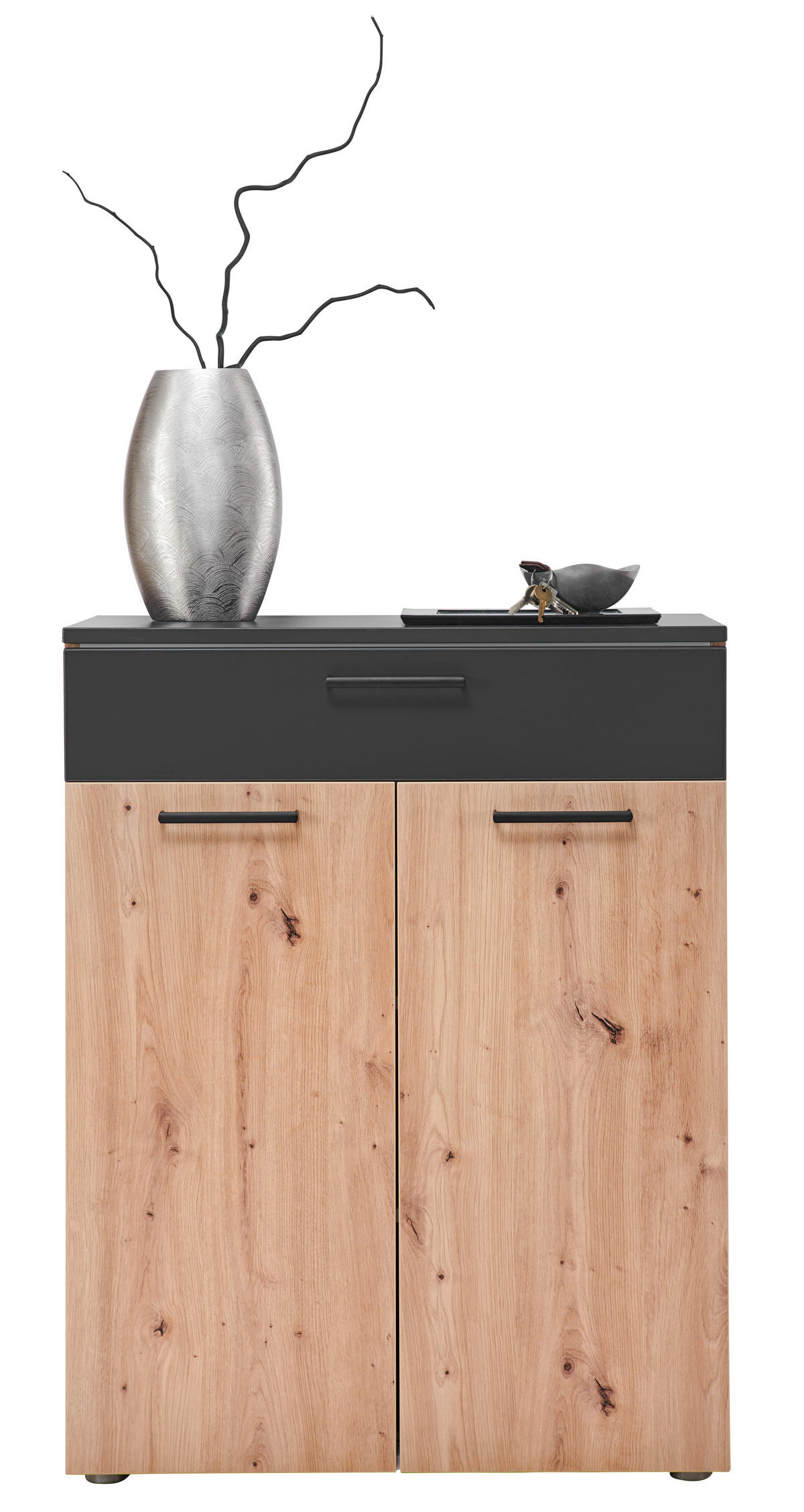 SCHUHSCHRANK Almada  in 80/104/38 cm  - Eichefarben/Anthrazit, KONVENTIONELL, Holzwerkstoff/Kunststoff (80/104/38cm) - Moderano