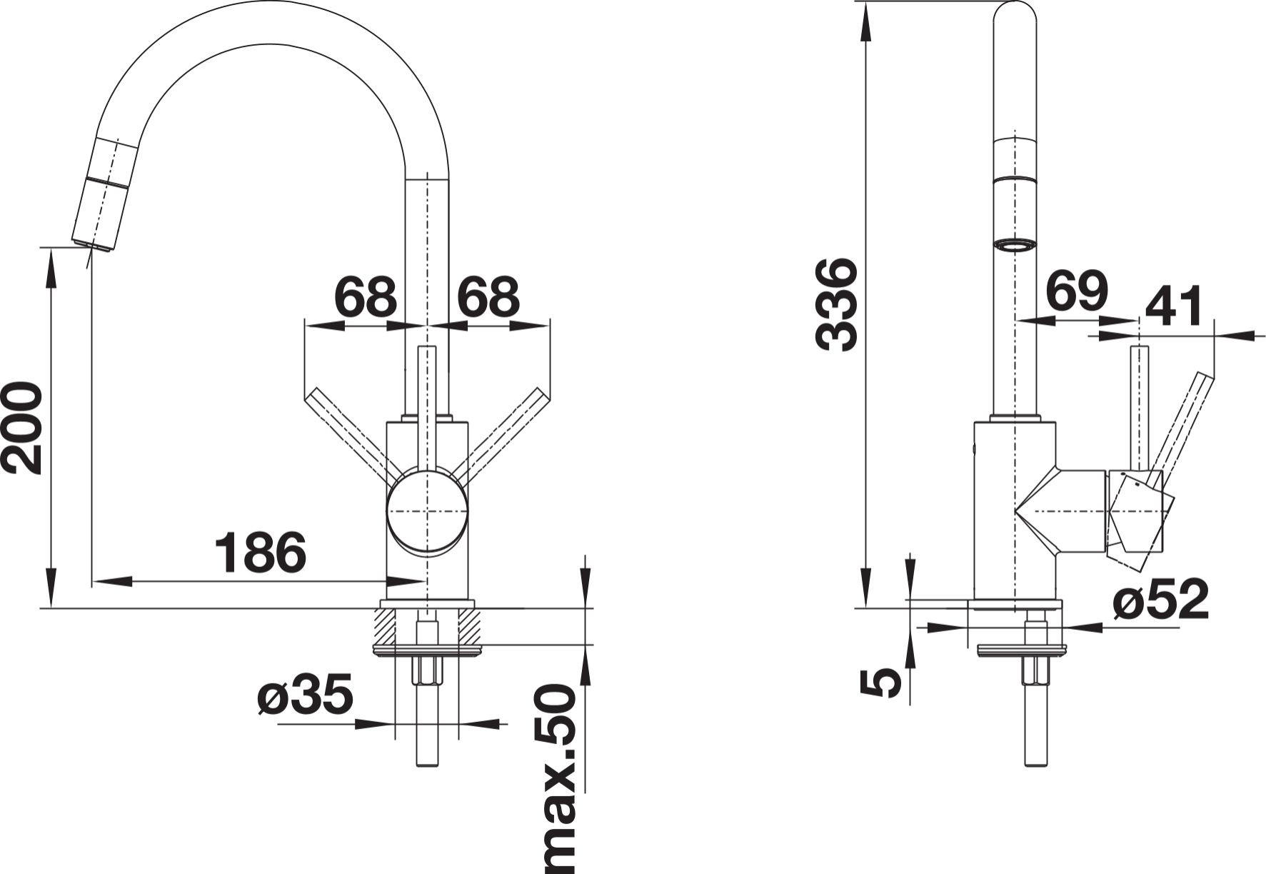DŘEZOVÁ BATERIE - antracitová, Basics, kov (5,2/33,6/18,6cm) - Blanco