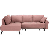 ECKSOFA  in Samt Altrosa  191/250 cm  - Schwarz/Altrosa, LIFESTYLE, Textil/Metall (191/250cm) - Carryhome