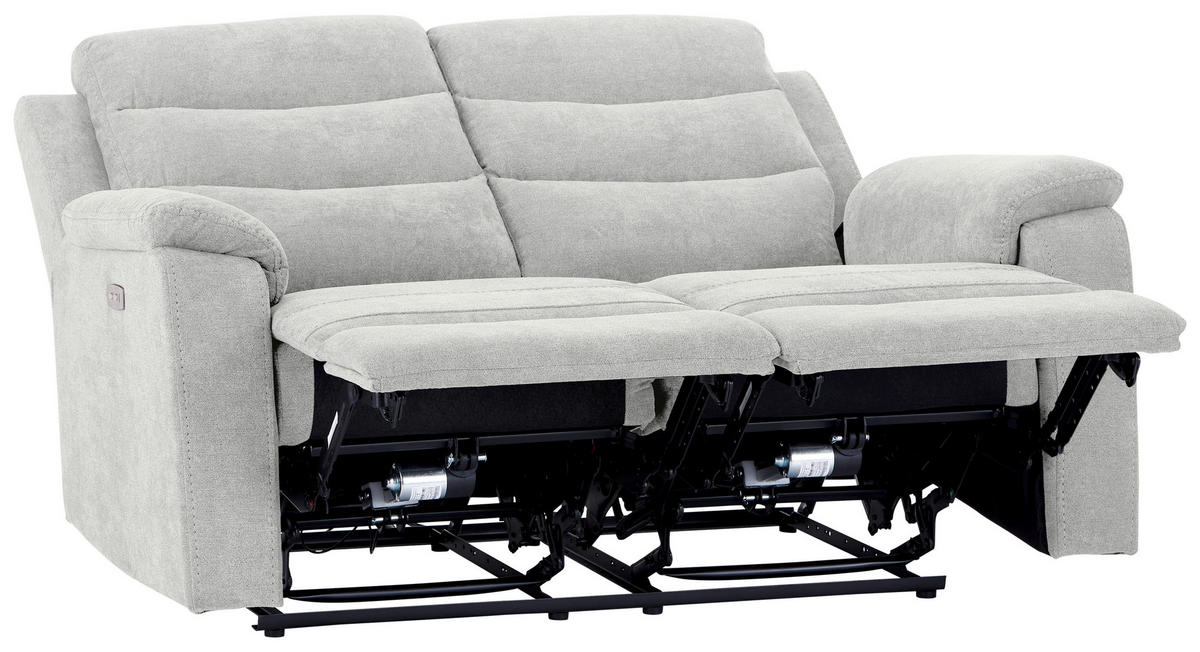2-SITZER-SOFA Webstoff Hellgrau  - Hellgrau/Schwarz, KONVENTIONELL, Kunststoff/Textil (153/102/93cm) - P & B