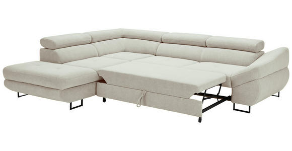 ECKSOFA in Webstoff Creme  - Creme/Schwarz, Design, Textil/Metall (235/280cm) - Hom`in