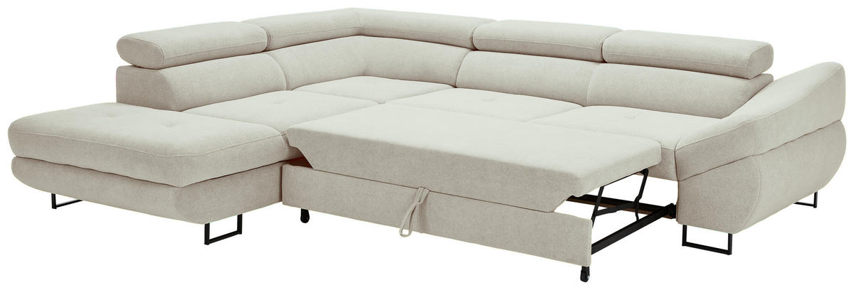 ECKSOFA Creme Webstoff  - Creme/Schwarz, Design, Textil/Metall (235/280cm) - Hom`in