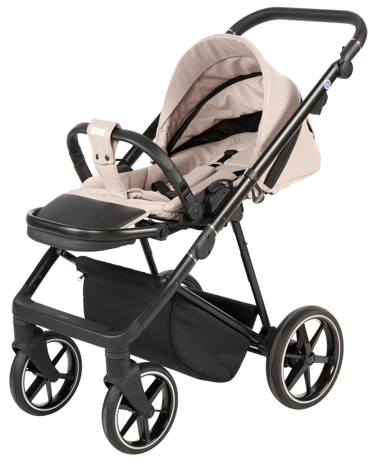 KINDERWAGENSET  - Taupe/Schwarz, Basics, Textil/Metall (57,5/116/101cm) - Jimmylee