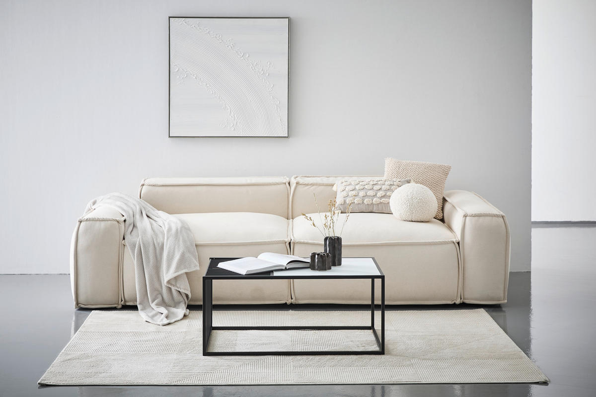 COUCHTISCH in Metall, Glas 90/60/40 cm  - Schwarz/Weiß, Design, Glas/Metall (90/60/40cm) - Livetastic