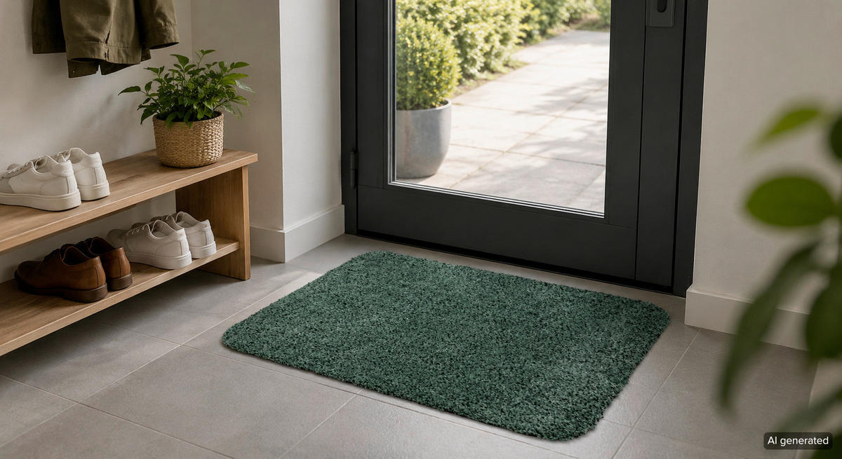 FUSSMATTE  60/75 cm  Grün  Struktur  - Grün, KONVENTIONELL, Kunststoff/Textil (60/75cm) - Astra