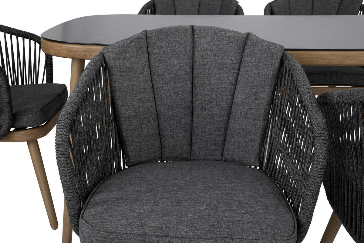 GARTENSET 7-teilig  - Grau, MODERN, Glas/Textil (63/160/58/90/77,5/73,5cm) - Ambia Garden
