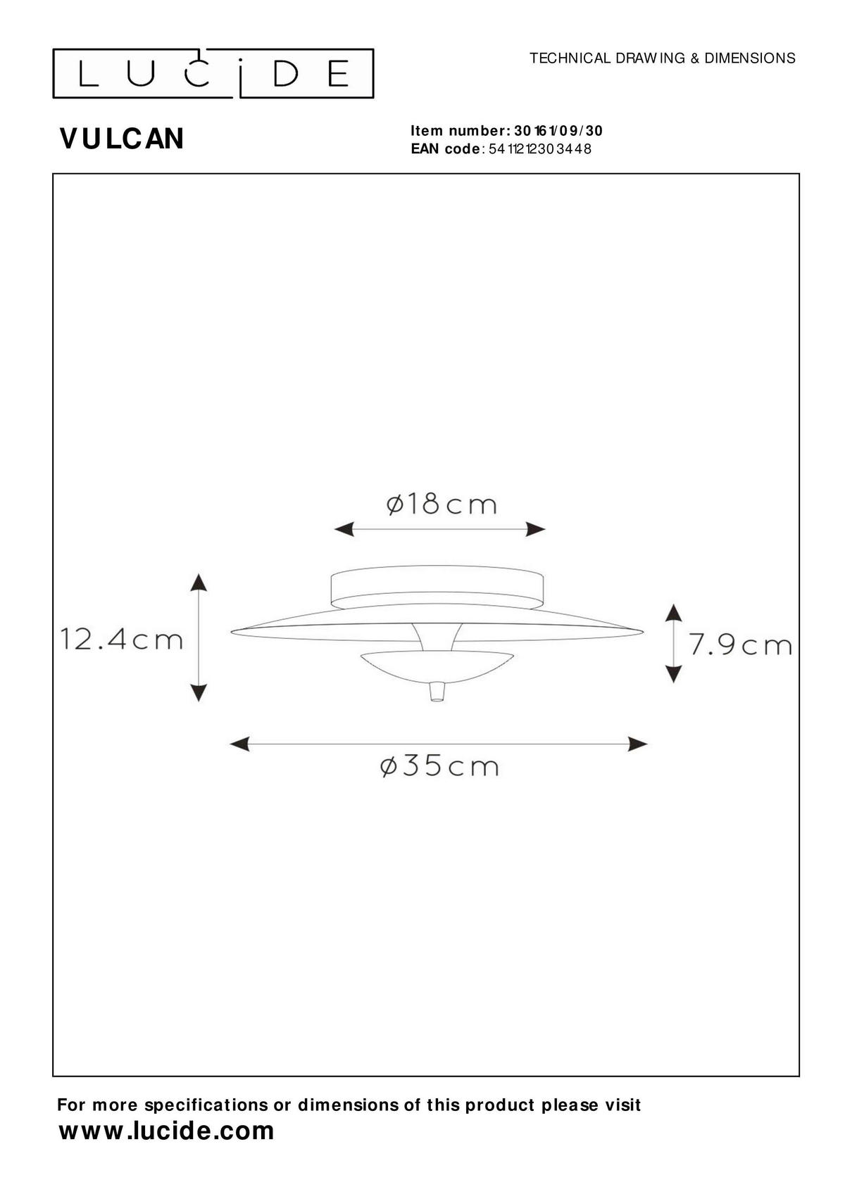 LED-DECKENLEUCHTE 9 W    35/35/12.4 cm  - Design, Metall (35/35/12.4cm) - Lucide