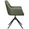 ARMLEHNSTUHL  Lederauswahl, Sitzfläche 360° drehbar, inklusive Armlehnen  Echtleder  - Schwarz/Grün, KONVENTIONELL, Leder/Metall (59,5/87,5/63cm) - Novel
