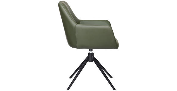 ARMLEHNSTUHL  Lederauswahl, Sitzfläche 360° drehbar, inklusive Armlehnen  Echtleder  - Schwarz/Grün, KONVENTIONELL, Leder/Metall (59,5/87,5/63cm) - Novel