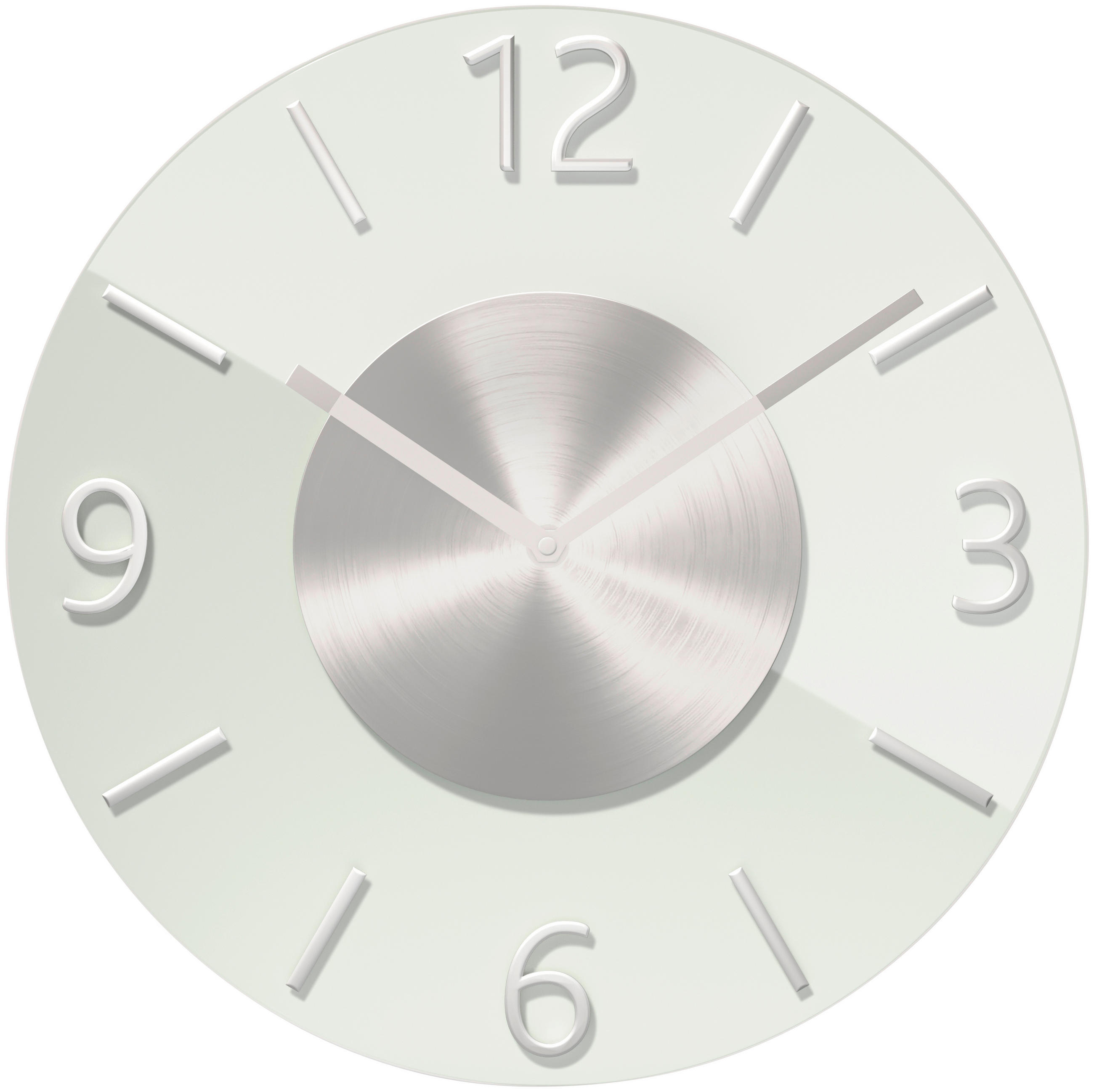 WANDUHR Silberfarben, Weiß  - Silberfarben/Weiß, Basics, Glas (32cm)