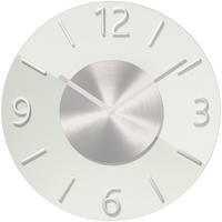 WANDUHR Silberfarben, Weiß  - Silberfarben/Weiß, Basics, Glas (32cm)