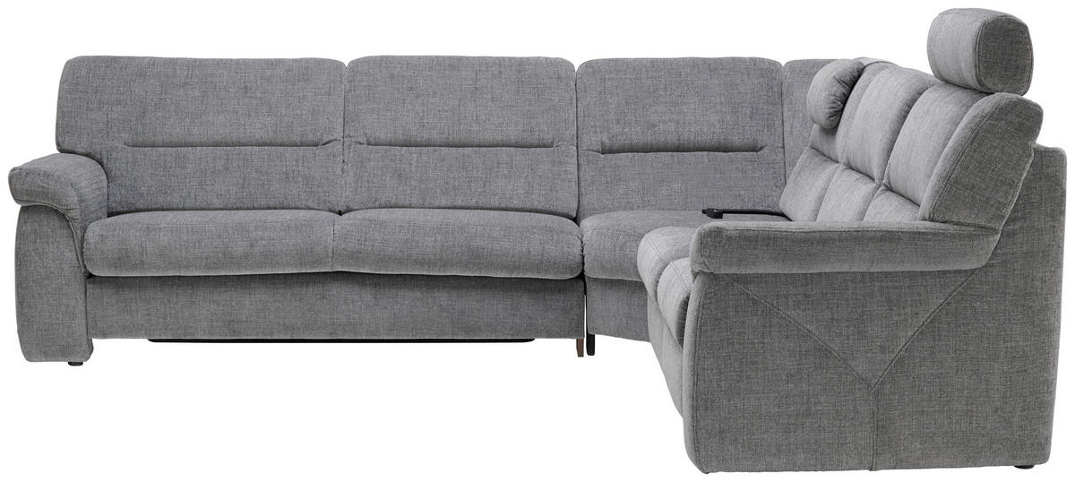 ECKSOFA in Chenille Grau  - Schwarz/Grau, Konventionell, Kunststoff/Textil (282/252cm) - Himolla