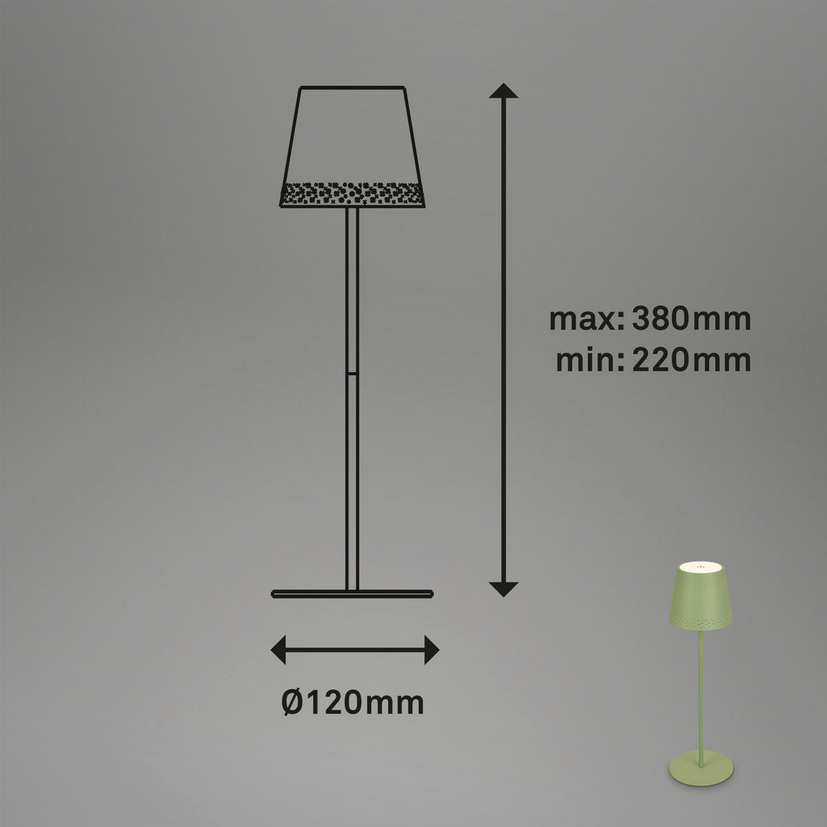 PUNJIVA STONA LAMPA - zelena, Trendi, metal (12/22-38cm)
