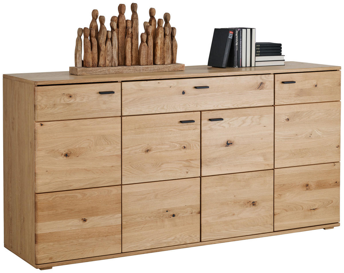 SIDEBOARD  in 180/90/44 cm  - Eichefarben/Schwarz, Natur, Holz/Holzwerkstoff (180/90/44cm) - Hom`in