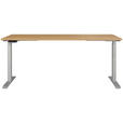 SCHREIBTISCH 180/80/72-118 cm  in Silberfarben, Eichefarben  - Eichefarben/Silberfarben, MODERN, Holzwerkstoff/Metall (180/80/72-118cm) - Novel
