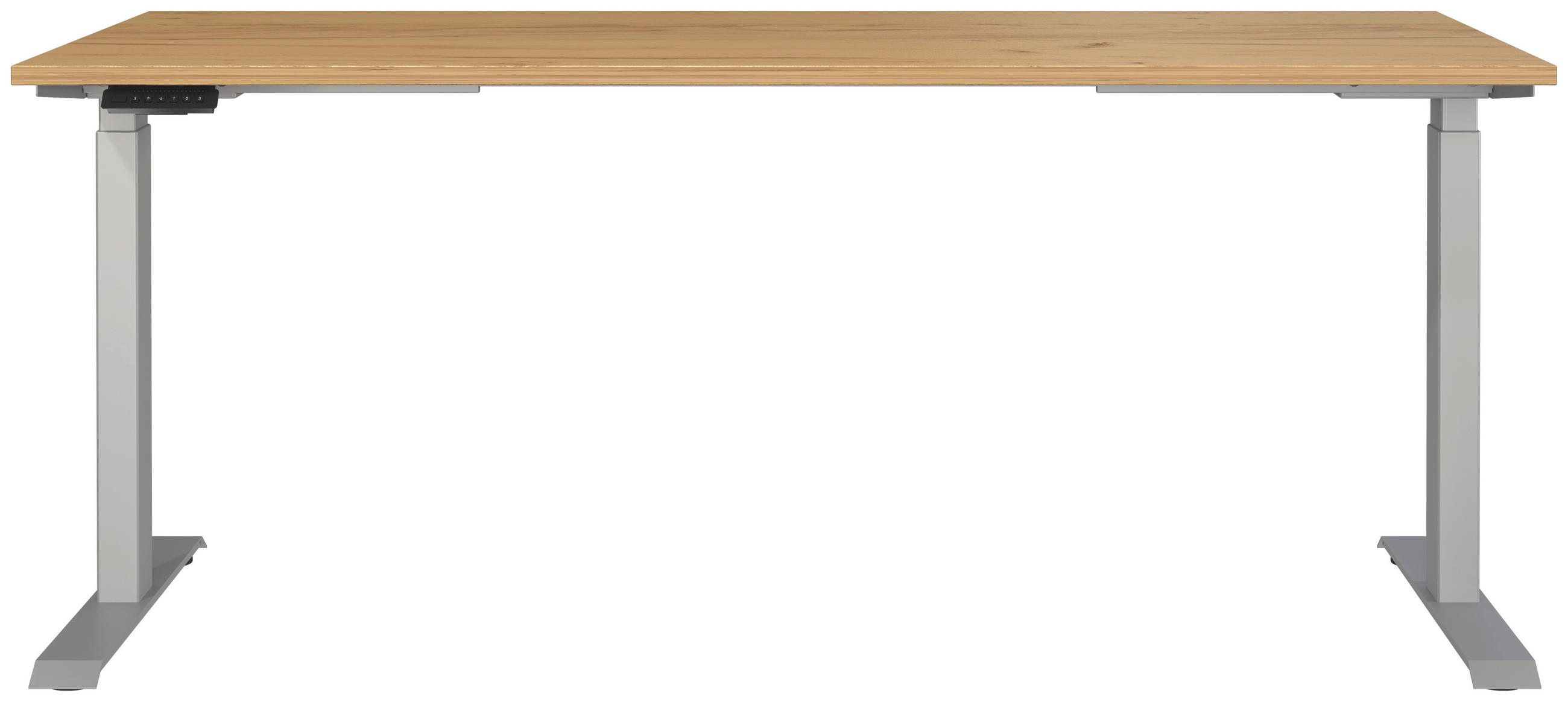 SCHREIBTISCH 180/80/72-118 cm  in Silberfarben, Eichefarben  - Eichefarben/Silberfarben, MODERN, Holzwerkstoff/Metall (180/80/72-118cm) - Novel