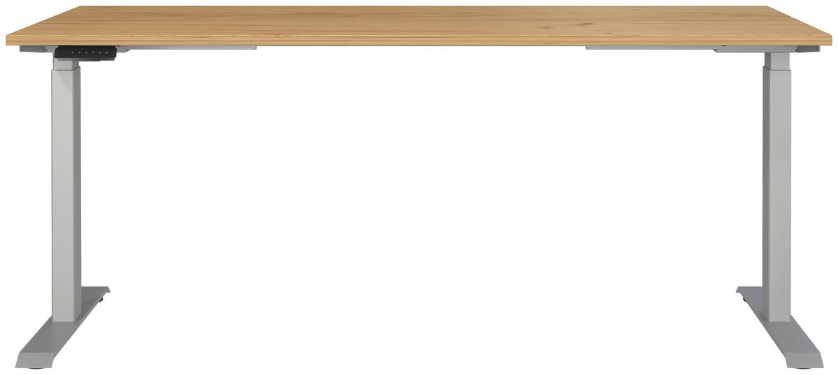 SCHREIBTISCH höhenverstellbar  - Eichefarben/Silberfarben, MODERN, Holzwerkstoff/Metall (180/80/72-118cm) - Novel