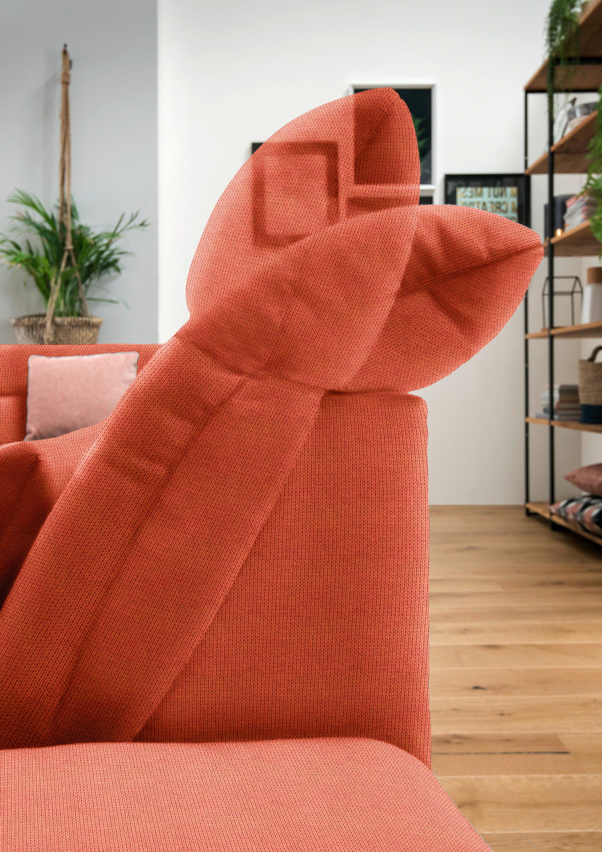 WOHNLANDSCHAFT in Mikrofaser Orange  - Chromfarben/Orange, Design, Kunststoff/Textil (211/350/204cm) - Xora