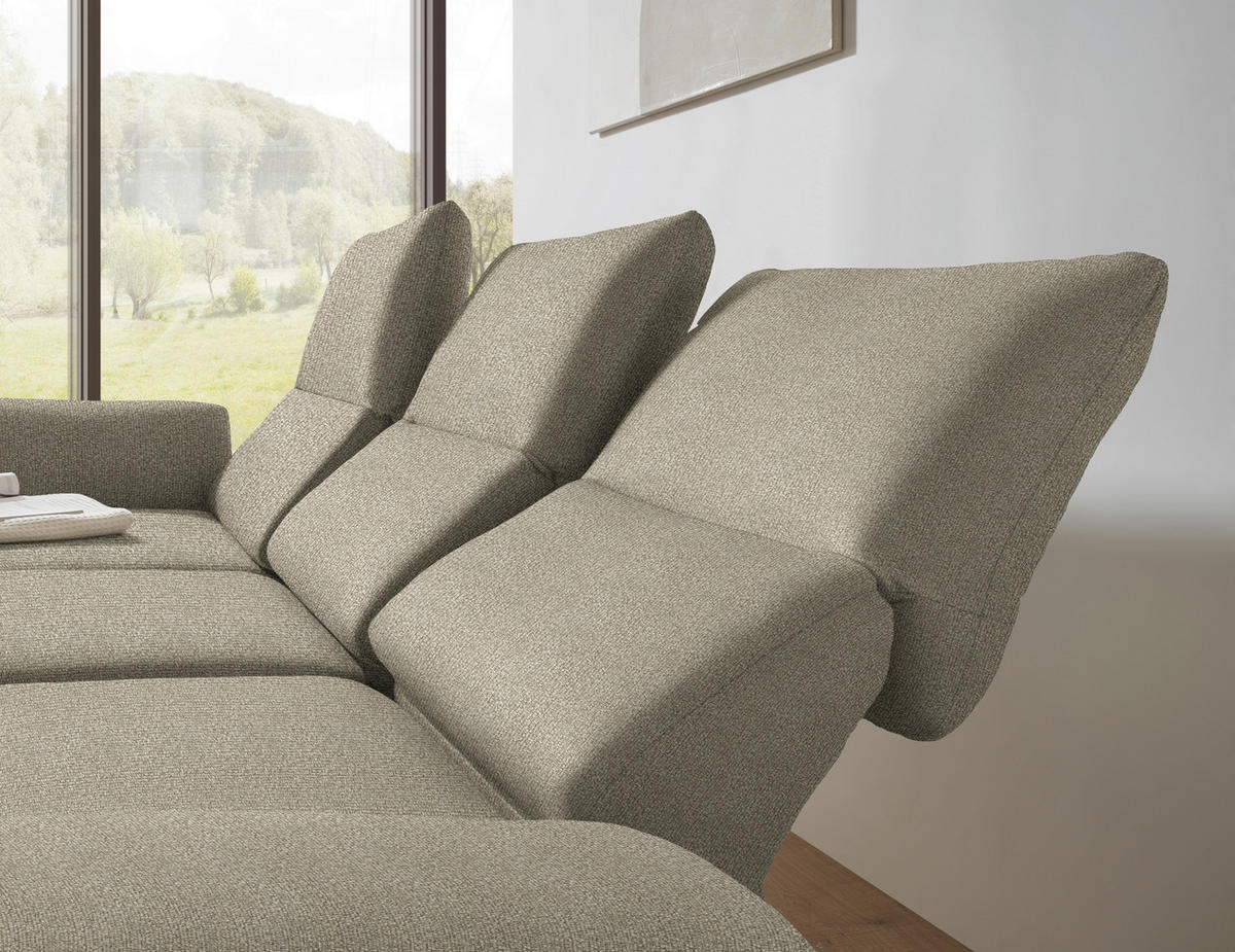 ECKSOFA  in Flachgewebe Sandfarben  175-224/255-365 cm  - Sandfarben/Schwarz, Design, Textil/Metall (175-224/255-365cm) - Dieter Knoll