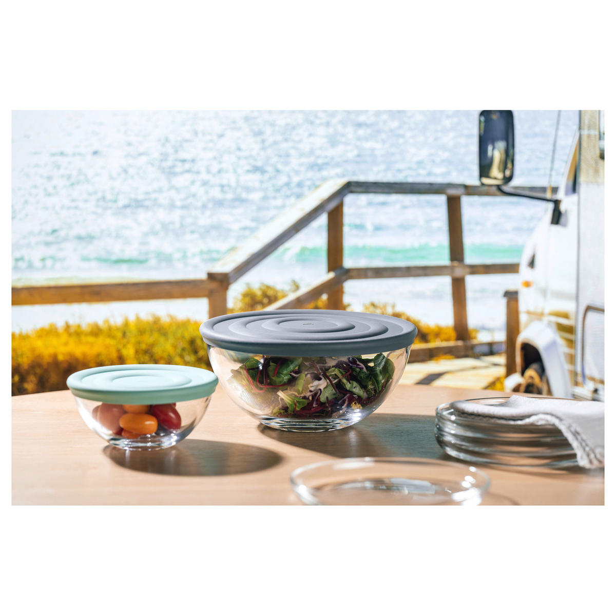 SCHÜSSELSET CUCINA 6-teilig  - Dunkelgrau/Transparent, Design, Glas/Kunststoff (23,30/15,30/23,30cm) - Leonardo