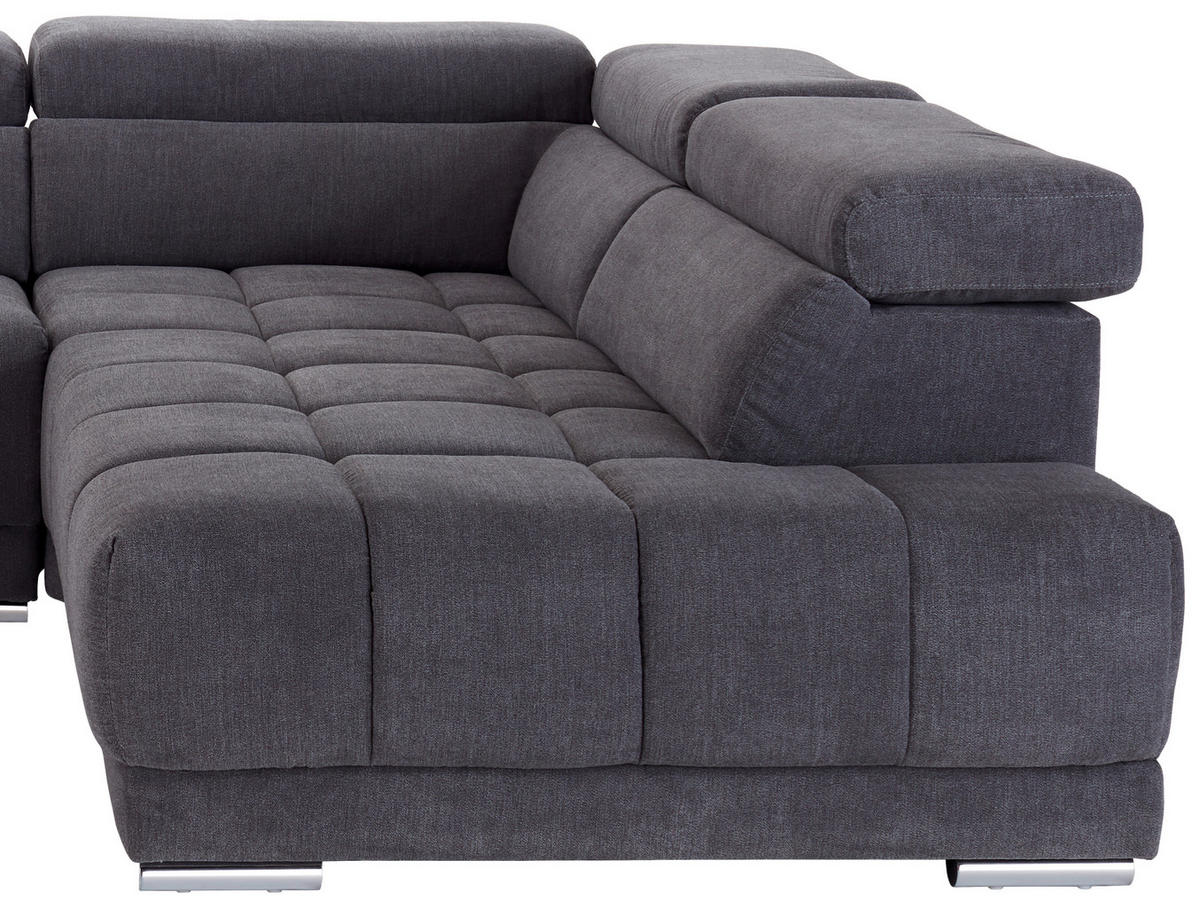 Wohnlandschaft "Hogan" , in Webstoff Grau  - Silberfarben/Grau, Modern, Holz/Textil (299/212cm) - Livetastic