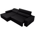 ECKSOFA DUA in Echtleder Schwarz  170/293 cm  - Chromfarben/Schwarz, Design, Leder/Metall (170/293cm) - Novel