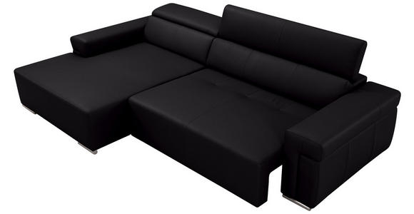 ECKSOFA DUA in Echtleder Schwarz  170/293 cm  - Chromfarben/Schwarz, Design, Leder/Metall (170/293cm) - Novel