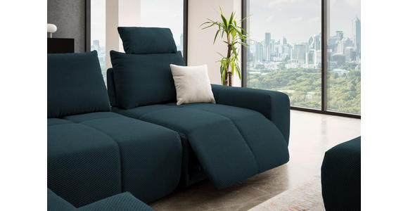 ECKSOFA in Velours Dunkelblau 236/326 cm - Schwarz/Dunkelblau, Design, Kunststoff/Textil (236/326cm) - Xora