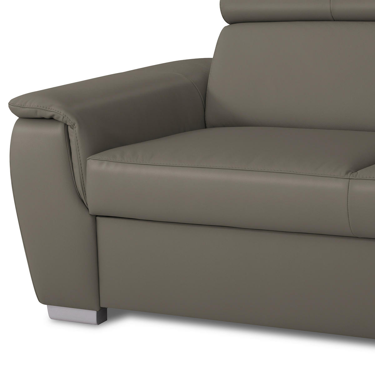 ECKSOFA  in Lederlook Echtleder Schlammfarben  - Schlammfarben/Silberfarben, Leder/Holz (262/211cm) - Celina Home