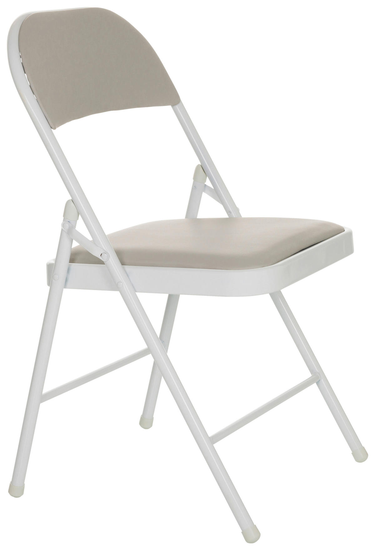 KLAPPSTUHL in Leder Grau  - Weiß/Grau, Basics, Leder/Metall (44/80/49cm) - MID.YOU