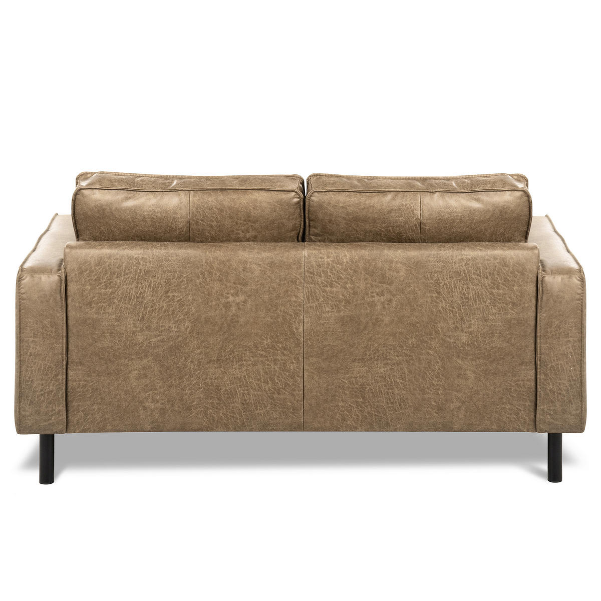 2-SITZER-SOFA Graubraun Echtleder Lederlook  - Graubraun, Design, Leder/Textil (148/85/92cm) - Livetastic