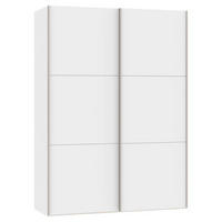 SCHWEBETÜRENSCHRANK 152/215/65 cm 2-türig Weiß  - Edelstahlfarben/Weiß, Design, Holzwerkstoff (152/215/65cm) - Boxxx