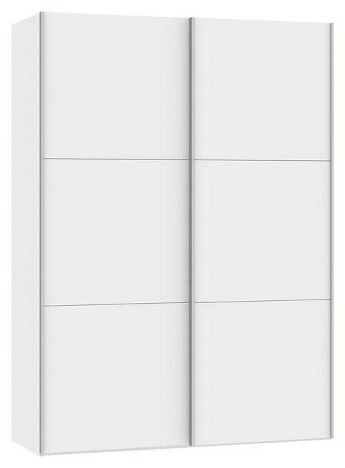 SCHWEBETÜRENSCHRANK 152/215/65 cm 2-türig Weiß  - Edelstahlfarben/Weiß, Design, Holzwerkstoff (152/215/65cm) - Boxxx