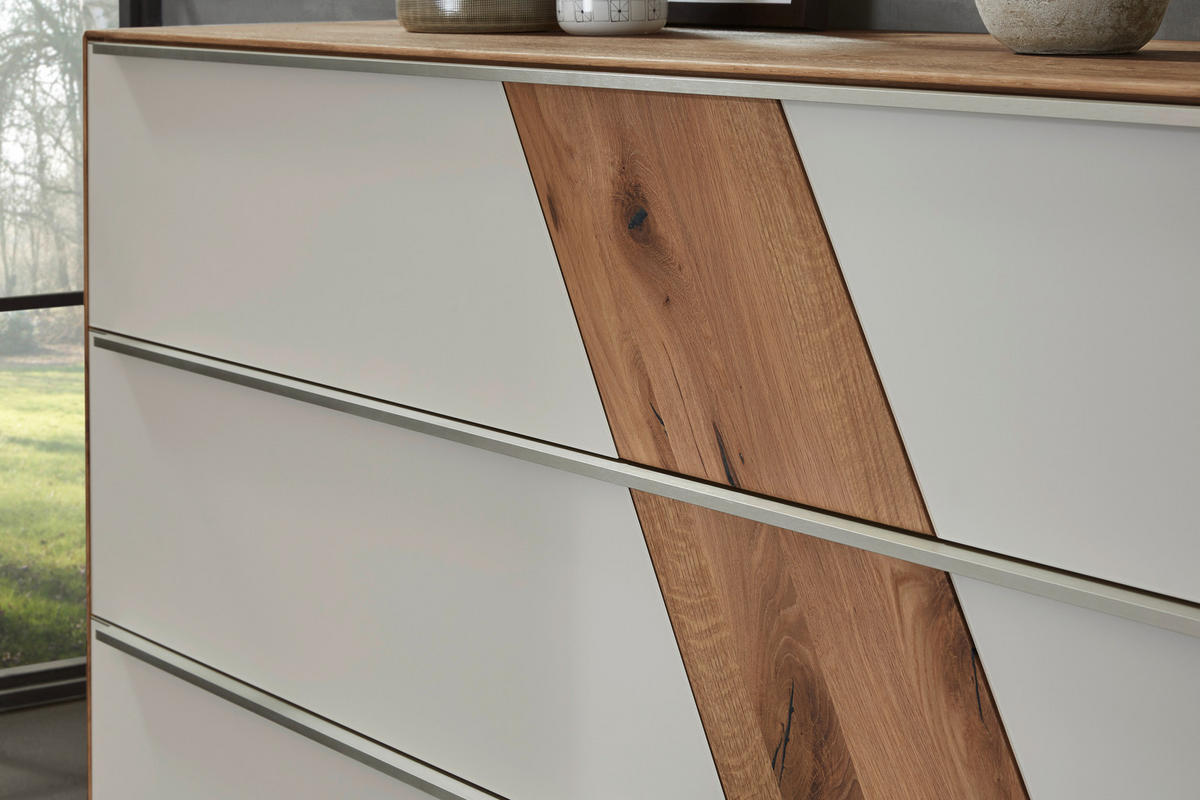 SIDEBOARD Sonia  in 182/90/47 cm  - Schlammfarben/Edelstahlfarben, Design, Glas/Holz (182/90/47cm) - Valnatura