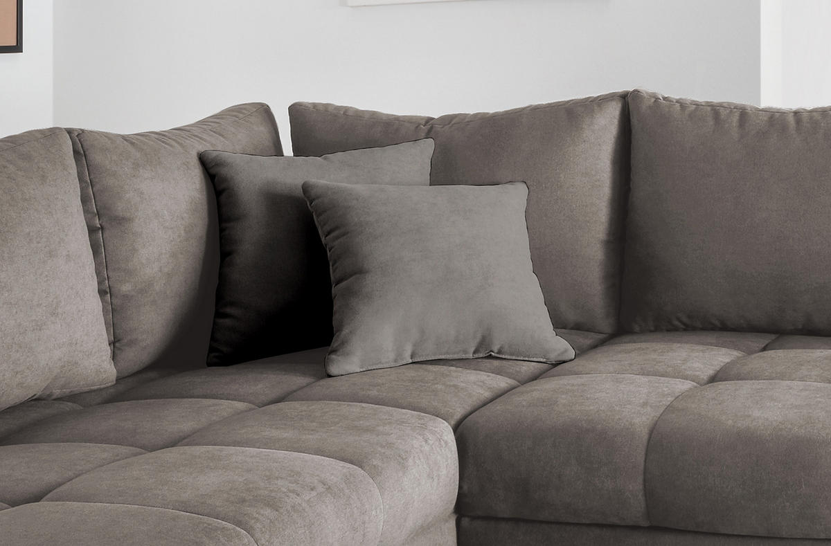 ECKSCHLAFSOFA in Mikrofaser Graubraun  - Graubraun/Silberfarben, Design, Holz/Textil (202/298cm) - MID.YOU