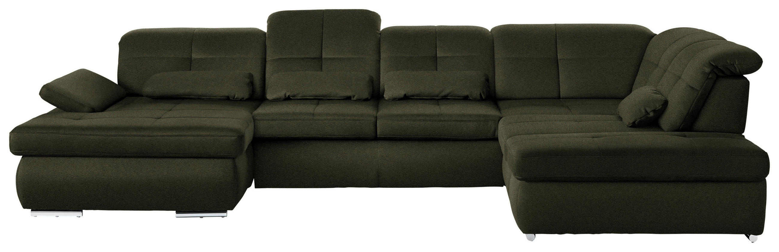 WOHNLANDSCHAFT  in Mikrofaser Olivgrün  - Chromfarben/Olivgrün, Design, Textil (195/371/260cm) - Beldomo Style