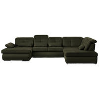 WOHNLANDSCHAFT  in Mikrofaser Olivgrün  - Chromfarben/Olivgrün, Design, Textil (195/371/260cm) - Beldomo Style