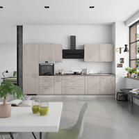 KÜCHENBLOCK Riva 360 cm  in Grau, Schieferfarben  - Schieferfarben/Edelstahlfarben, MODERN, Holzwerkstoff/Metall (360cm) - Nobilia