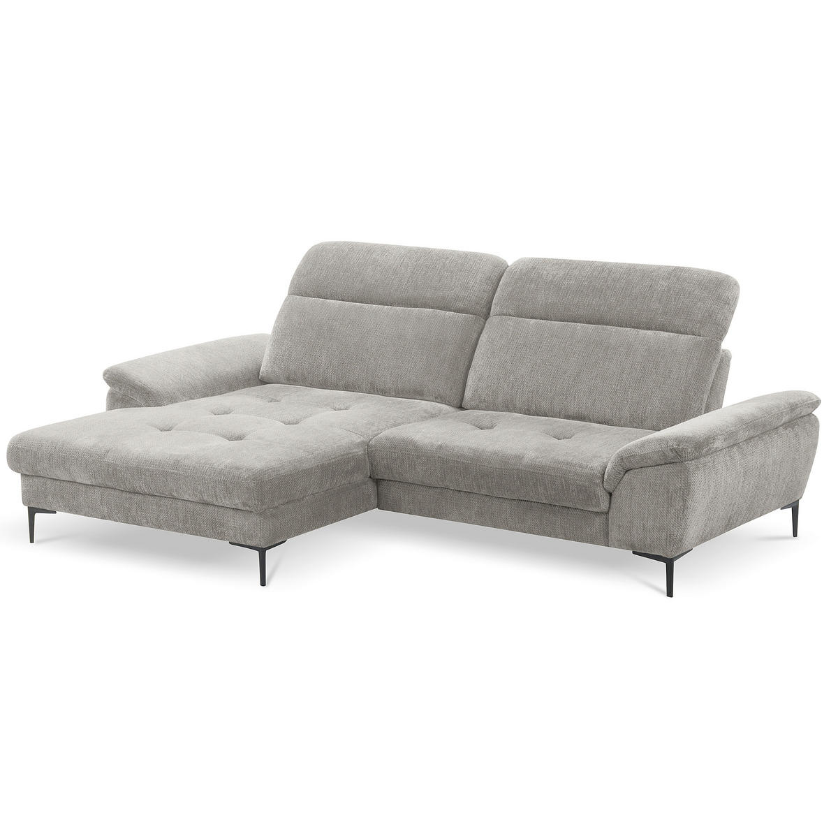 ECKSOFA  Webstoff Grau  - Schwarz/Grau, Design, Textil/Metall (195/268cm) - Livetastic