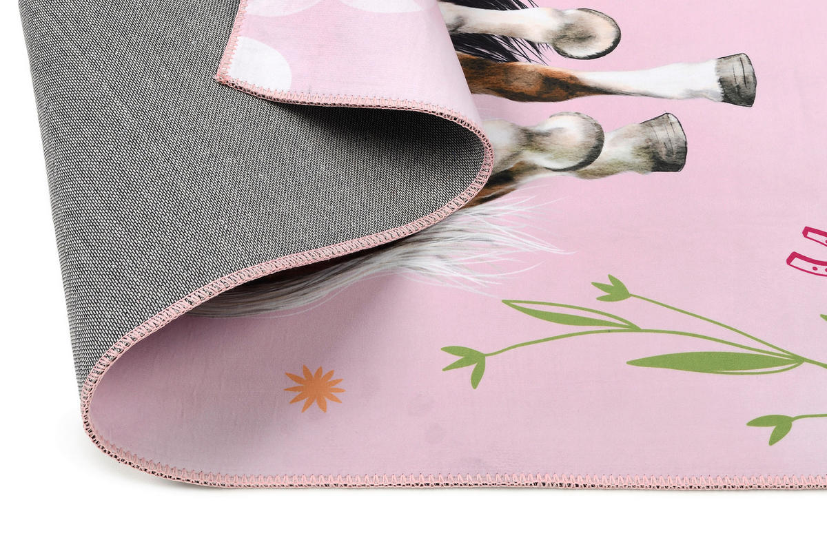 KINDERTEPPICH 100/160 cm Pferdefreunde  - Hellrosa, Design, Textil (100/160cm)