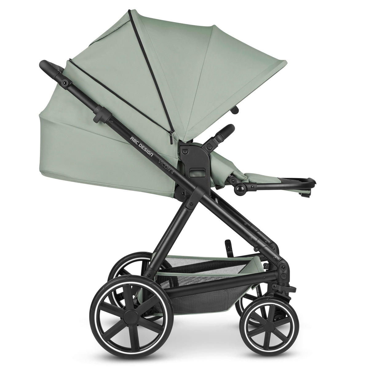 KINDERWAGENSET  Vicon 4  Pine  - Pastellgrün/Schwarz, Basics, Textil/Metall (91/61/110cm) - ABC Design