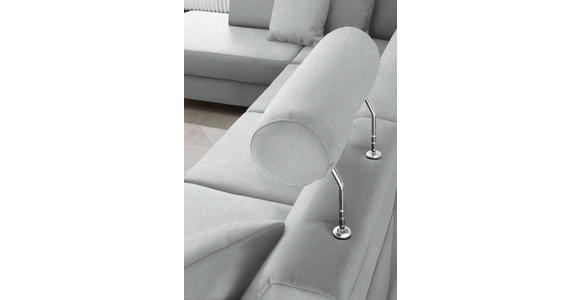 WOHNLANDSCHAFT  in Webstoff Hellgrau  - Hellgrau/Schwarz, Design, Holz/Textil (198/296/165cm) - Xora