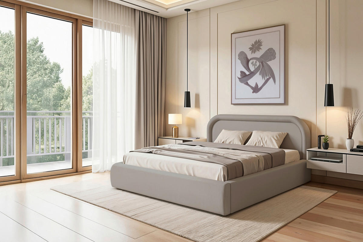 POLSTERBETT Bettkasten, Lattenrost Grau 140/200 cm  - Eichefarben/Grau, MODERN, Holz/Textil (140/200cm) - Livetastic