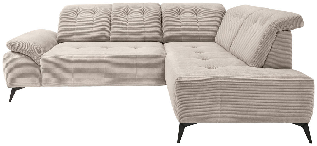 ECKSOFA in Cord Beige  - Beige/Schwarz, Modern, Textil/Metall (272/200cm) - Livetastic