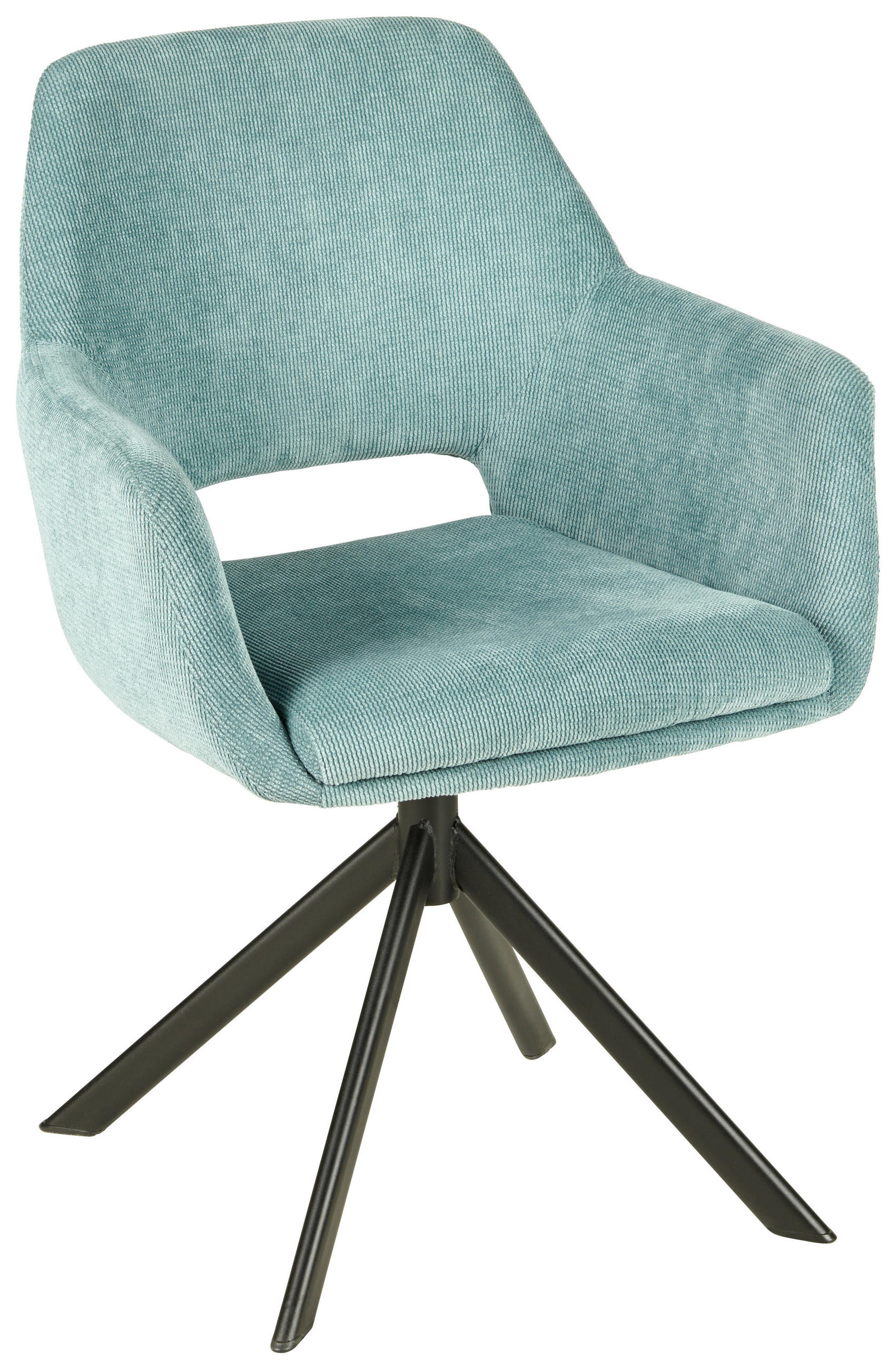 Novel STOLIČKA S PODRÚČKAMI, železo, tkaná textília, čierna, tyrkysová